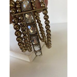 Women's Bracelet Set Classic Modern Gold with Diamond Accents Bangle Beautiful